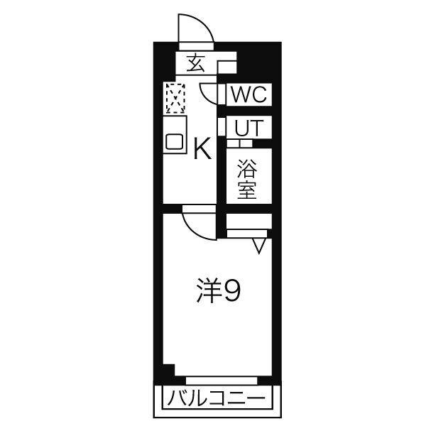 サンパティーク東片端(1K/10階)の間取り写真