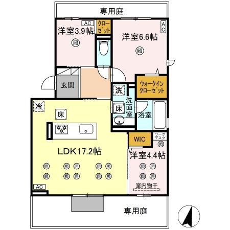 D-ROOM HILLS 泉台(3LDK/1階)の間取り写真