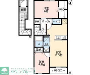 リーブルファイン川口榛松(2LDK/2階)の間取り写真