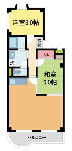 エスポアール西宮北口II(2LDK/1階)の間取り写真
