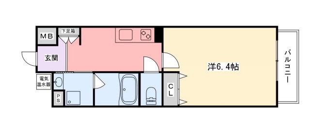 インタービレッジ船丘(1K/9階)の間取り写真