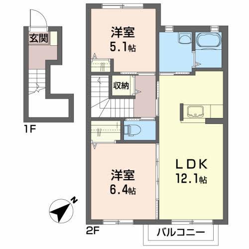 エクセルプラザ古高山(1LDK/1階)の間取り写真
