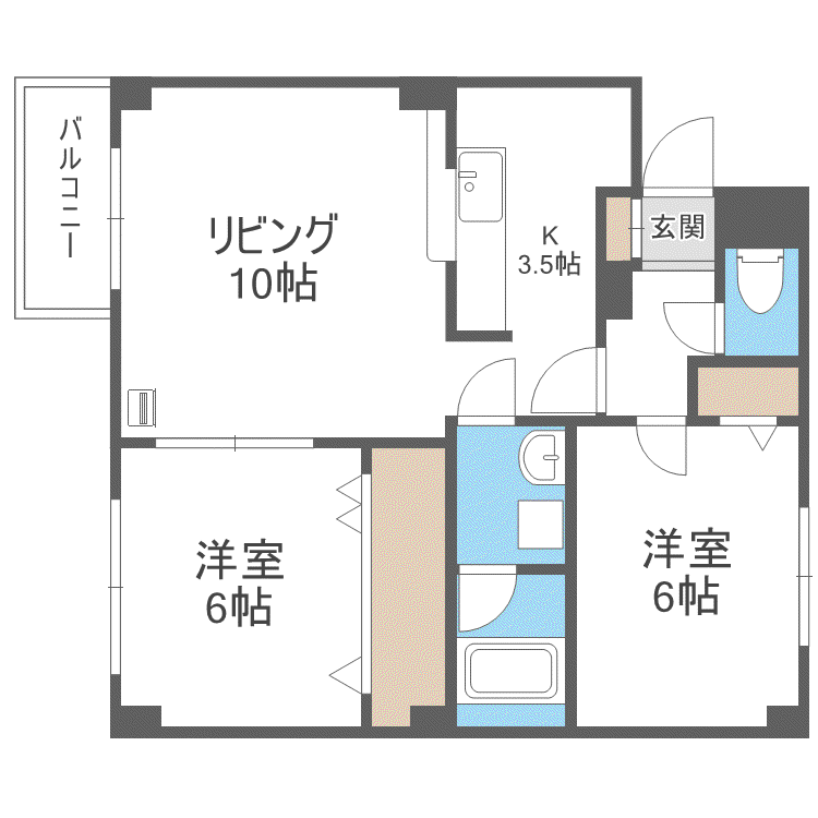 アイリス壱番館(2LDK/1階)の間取り写真