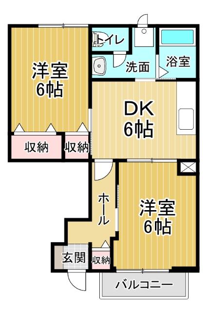ウィルレジデンスII(2DK/1階)の間取り写真
