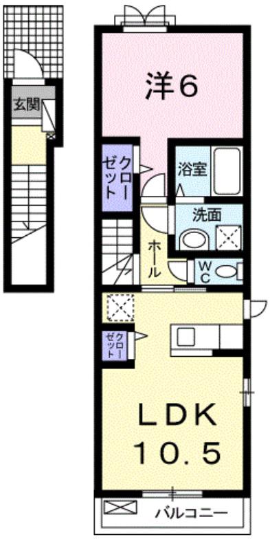 サンライズ霞 I(1LDK/2階)の間取り写真