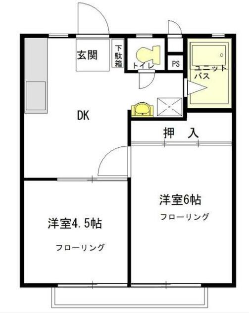 コウエイアパート(2DK/2階)の間取り写真