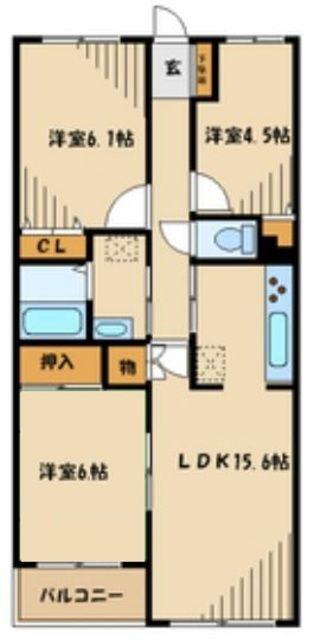 クレールコート芦花公園(3LDK/2階)の間取り写真