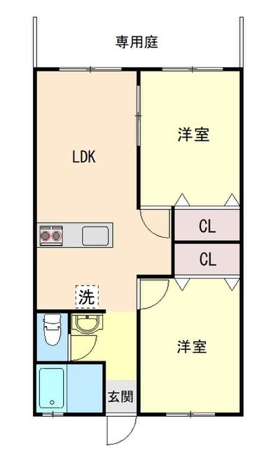 パーソナルマンション河口湖I(2LDK/1階)の間取り写真