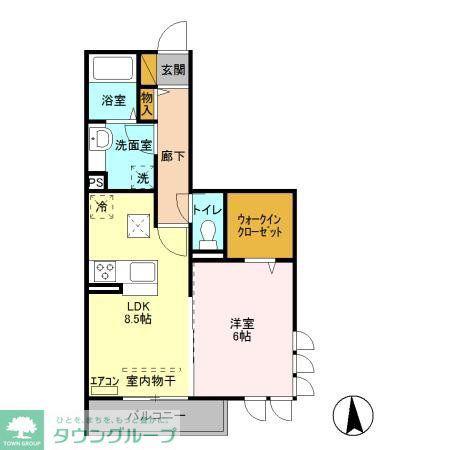 EVERGREEN(1LDK/1階)の間取り写真