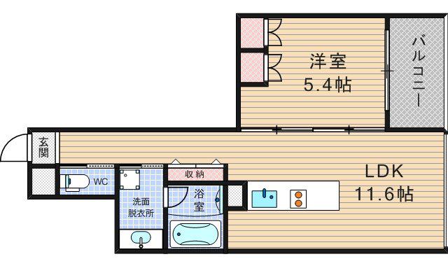 オービットステージ北堀江(1LDK/4階)の間取り写真