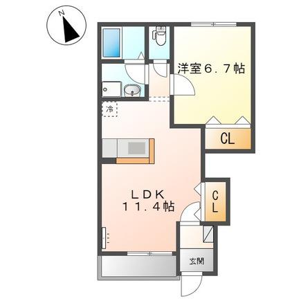 グランペシュ(1LDK/1階)の間取り写真