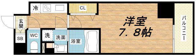 THE MUTUAL江坂(1K/9階)の間取り写真