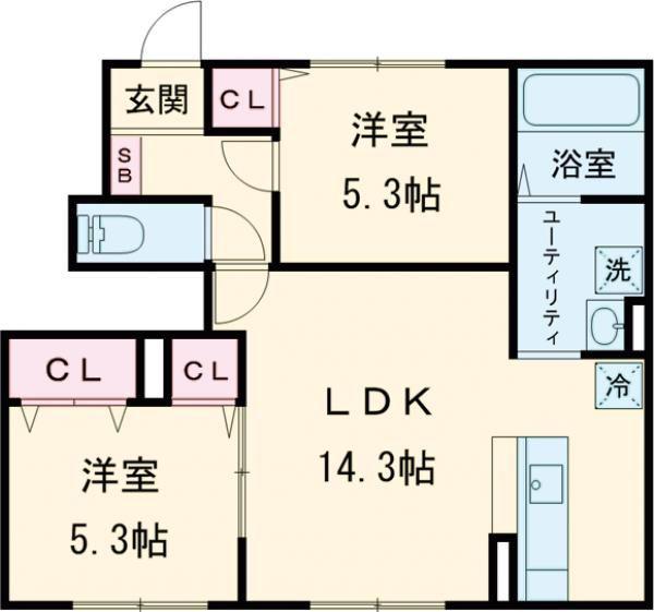 FIRST SKY I(2LDK/1階)の間取り写真