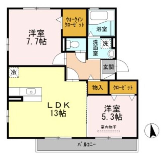 エクセル庄内(2LDK/3階)の間取り写真
