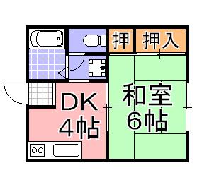 グリーンハイム(1DK/1階)の間取り写真