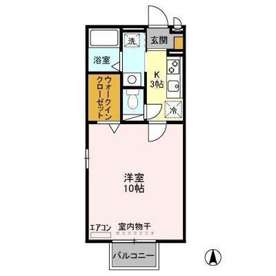 サンシャトー I(1K/2階)の間取り写真