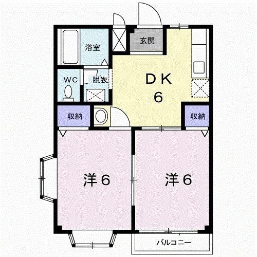 ハイツシンメイ(2DK/2階)の間取り写真