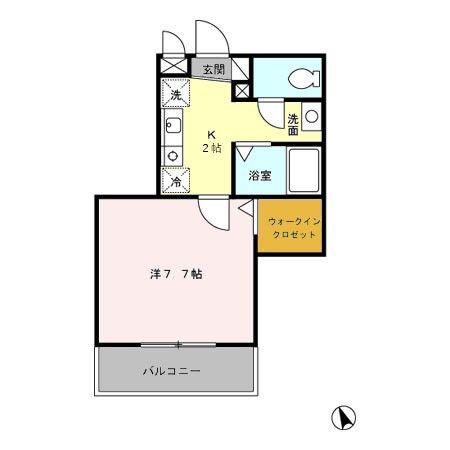 ルミエール12(1K/2階)の間取り写真