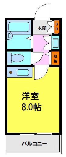 クローバーハイツ(ワンルーム/2階)の間取り写真