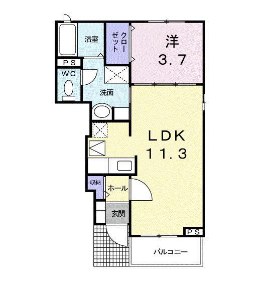 ポラリスII(1LDK/1階)の間取り写真