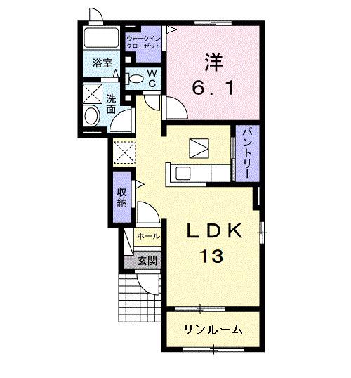 ブレッシング ビレッジ G(1LDK/1階)の間取り写真