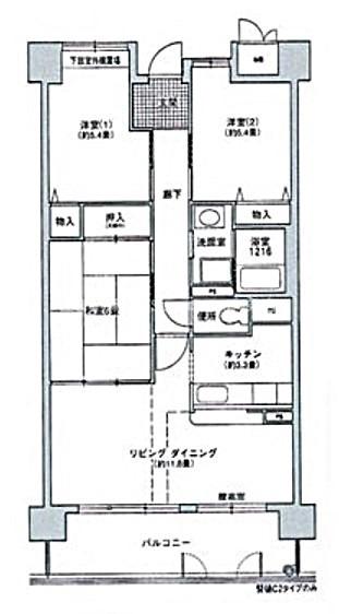 コーシャハイツ港2号棟(3LDK/14階)の間取り写真