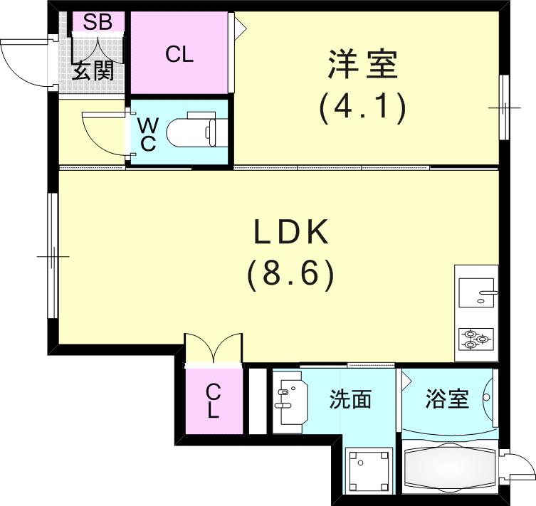 クレール(1LDK/1階)の間取り写真