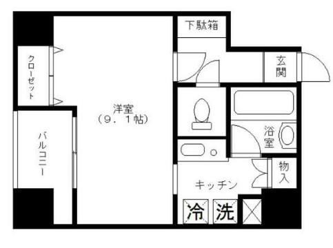 ノーブルシティー押上(1K/2階)の間取り写真