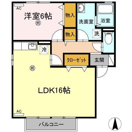 アドミレー樹太 A棟(1LDK/1階)の間取り写真