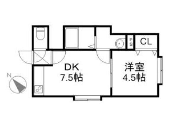 スペイシャス コンフォート24(1DK/2階)の間取り写真