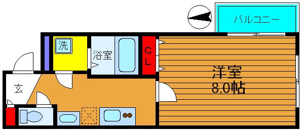 ブレスコート堺市駅前(1K/2階)の間取り写真
