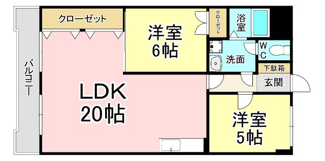 第10岡部ビル(2LDK/4階)の間取り写真