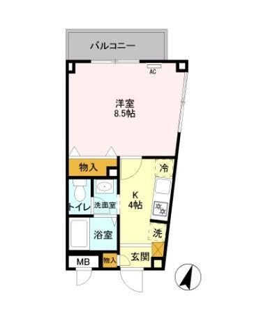 キャナルパーク(1K/3階)の間取り写真