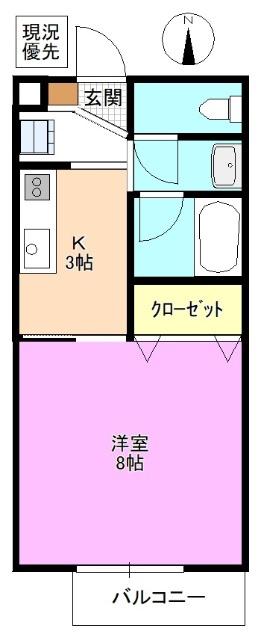 SURPLUSONEヒロ(1K/2階)の間取り写真