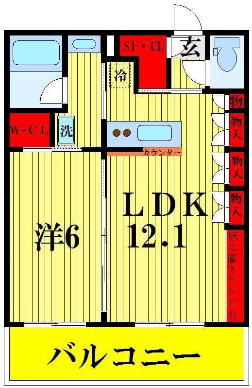 DIPS墨田RIVERSIDE(1LDK/2階)の間取り写真
