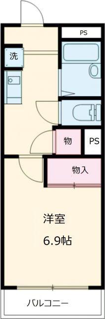 グロワール21(1K/3階)の間取り写真