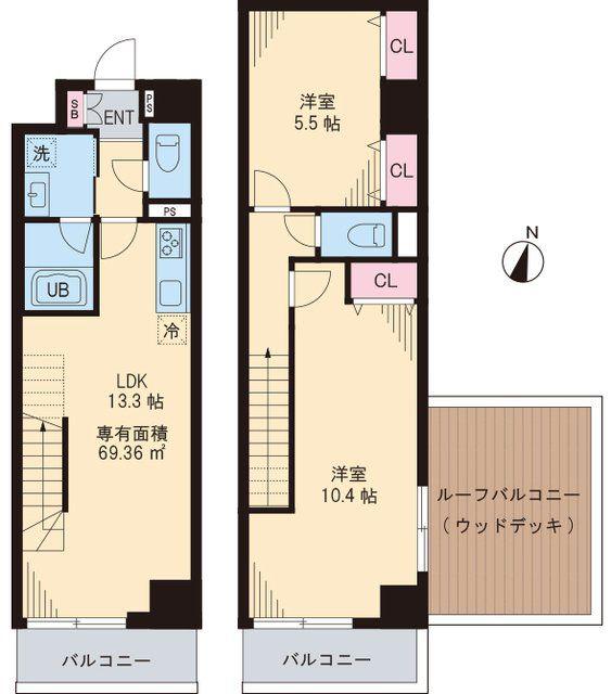 ハーモニーヒルズ瑞江(2LDK/4階)の間取り写真