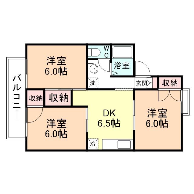 パレーシャル堀川(3DK/2階)の間取り写真