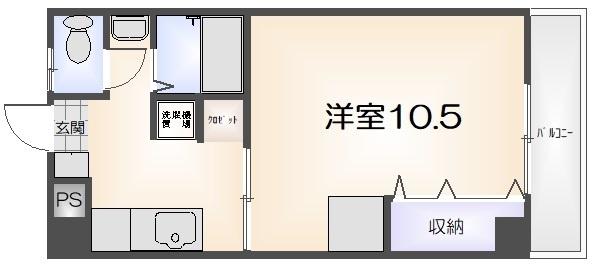 ハーバーハイツ万代町(1K/3階)の間取り写真