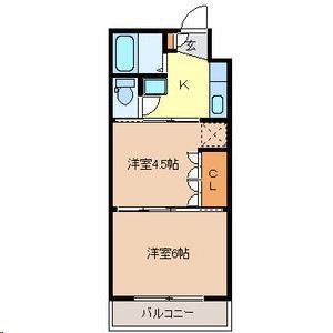 イーグルハイツ錦町(2K/2階)の間取り写真