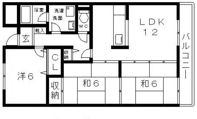 リバーサイド藤井寺(3LDK/2階)の間取り写真