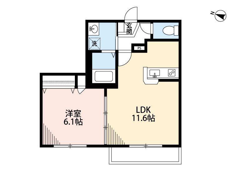 ベルシャンブル(1LDK/2階)の間取り写真