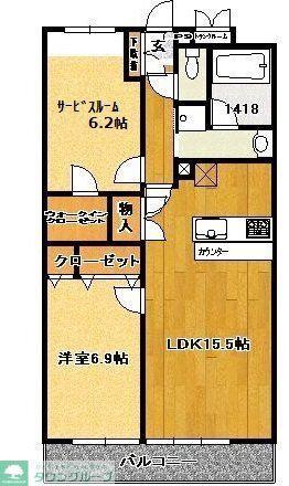 ラフィネS国分寺(2LDK/3階)の間取り写真