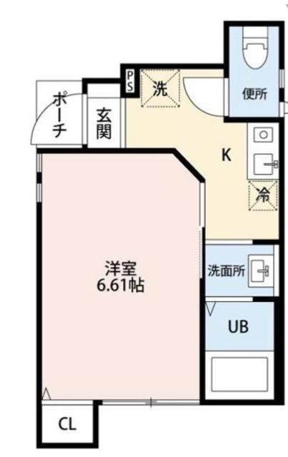 GEMINI イースト&ウエスト(1K/1階)の間取り写真