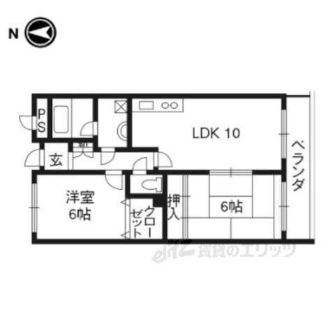 野村マンション(2LDK/4階)の間取り写真