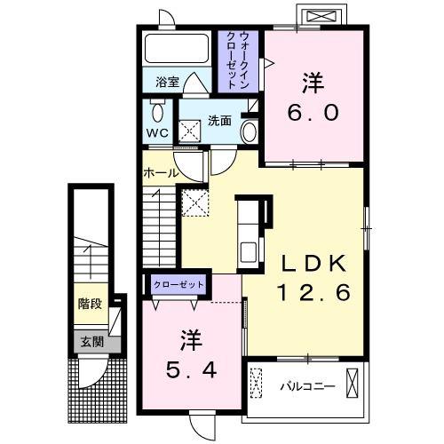 サンシャイン B(2LDK/2階)の間取り写真