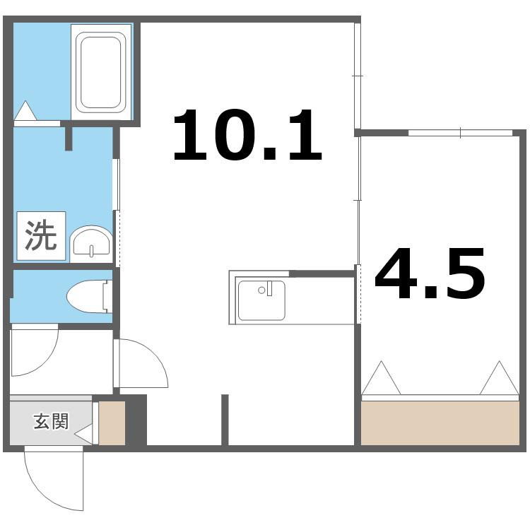 ブランシャール医大前(1LDK/4階)の間取り写真