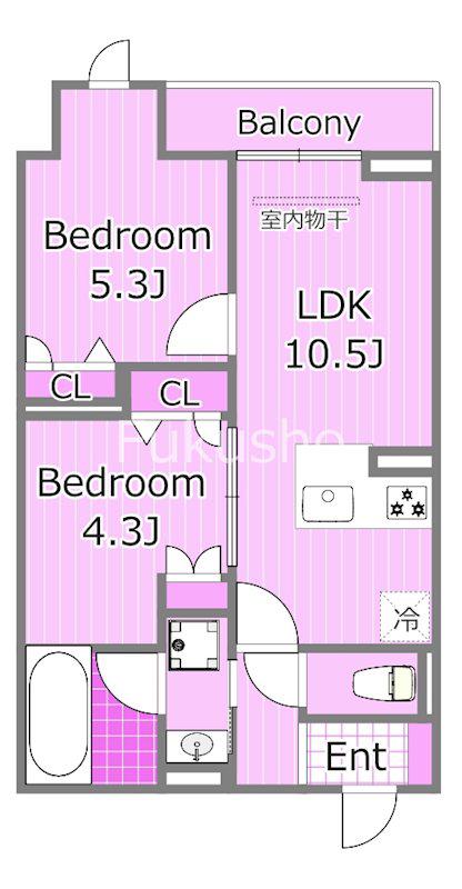 セレスティア西寺尾(2LDK/2階)の間取り写真