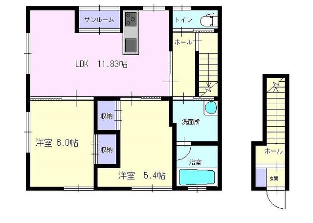メルティ―テラスB(2LDK/2階)の間取り写真