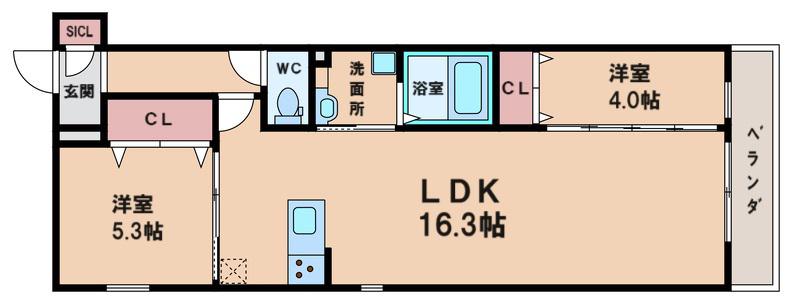 ロイヤルコート(2LDK/3階)の間取り写真
